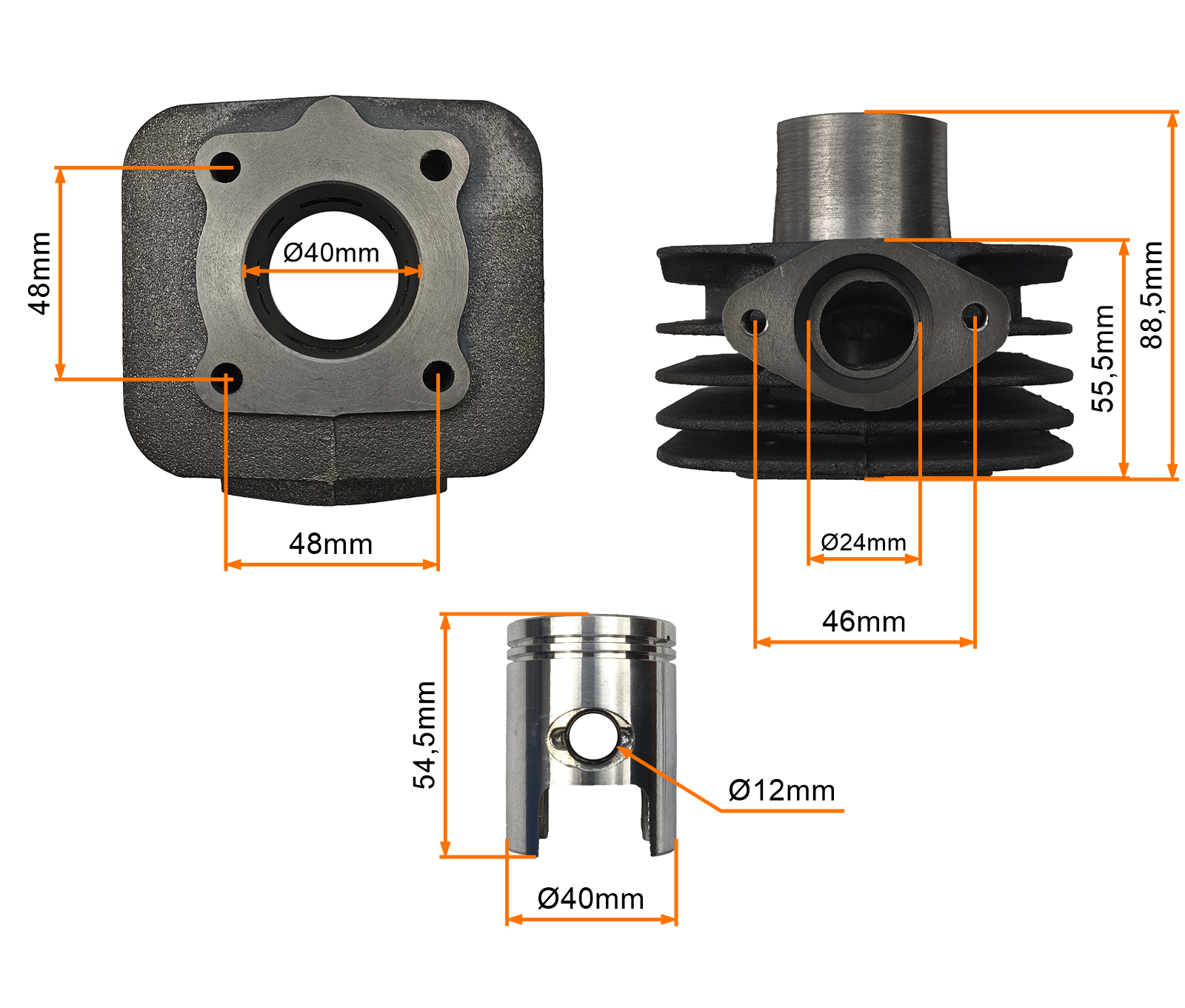 CYLINDER 2T 50CCM (40mm) (sw.12mm) KPL. PIAGGIO ZIP